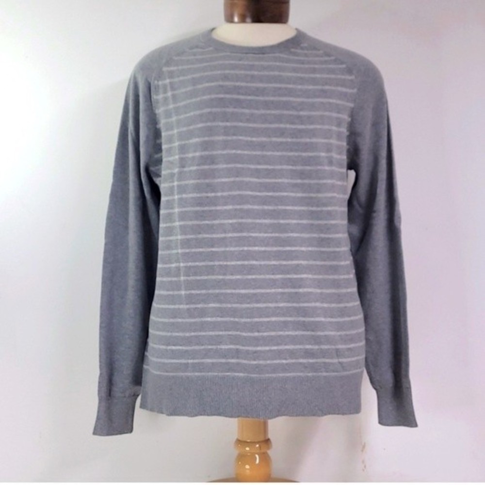 New! Goodfellow Men's Crew-neck Pullover Sweater Agate Gray Striped. Size M